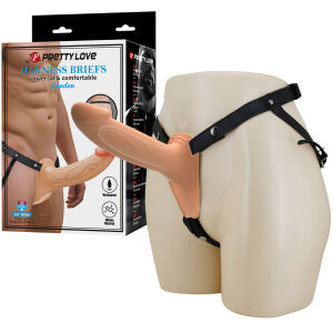 Strap-on hám testszínű pénisznövelő hüvellyel - 74696456